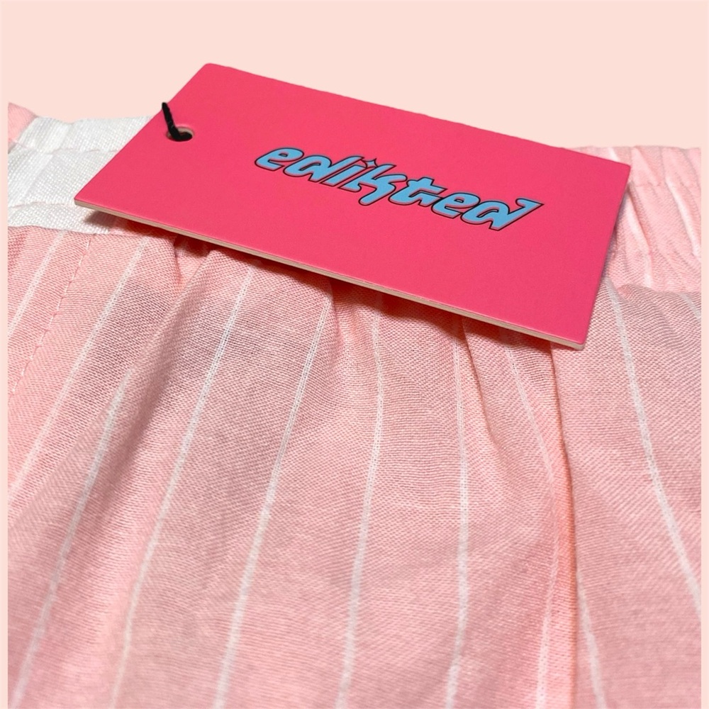 Edikted Pink & White Pinstripe Boxer Lounge Short - Picture 4 of 7